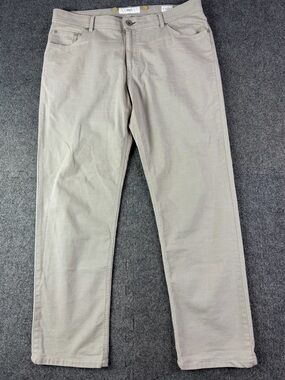 Brax Cooper Fancy Mens Regular Fit Cotton Blend Chino Pants Size 36x30 Beige